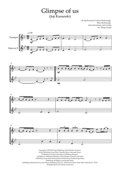 Glimpse Of Us (arr. Thiago Joseph)