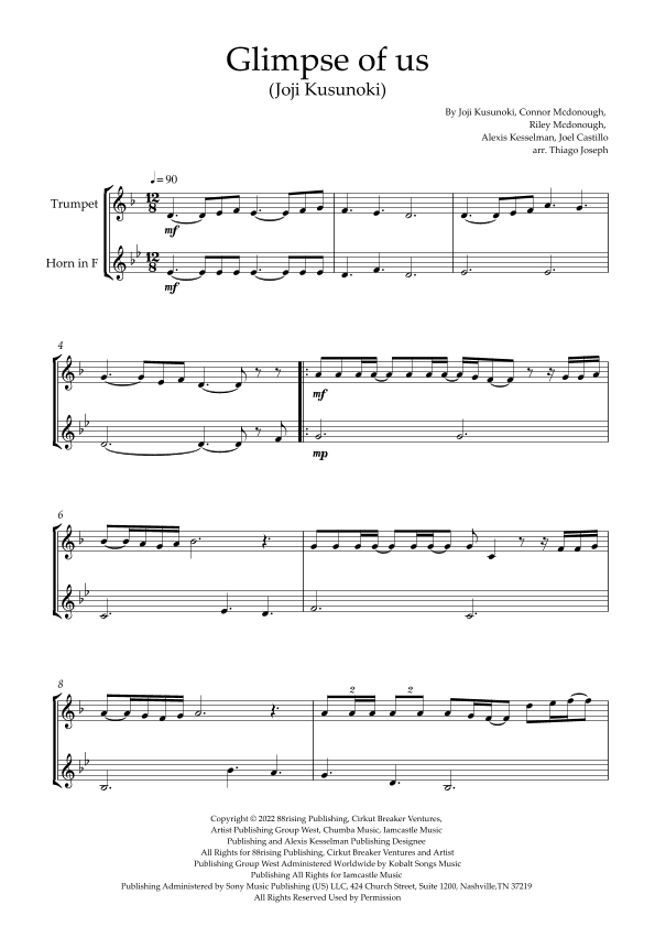 Glimpse Of Us (arr. Thiago Joseph)