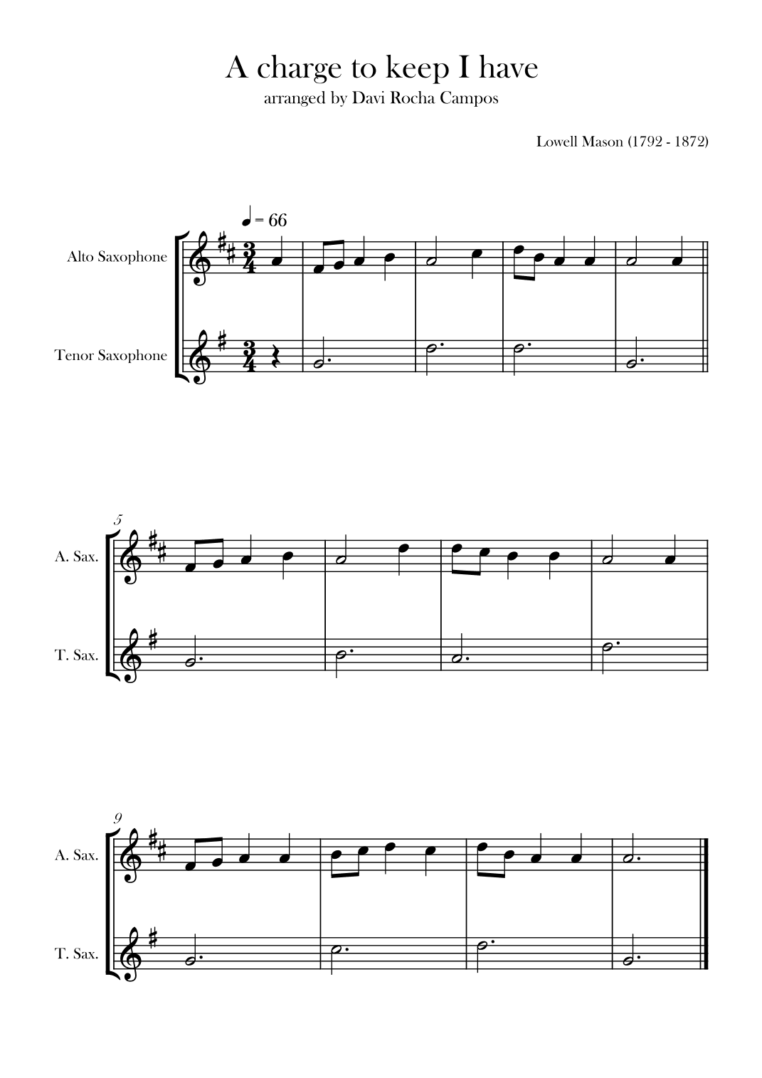 A charge to keep I have (arr. Davi Rocha Campos)