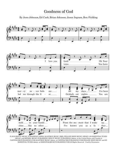 Goodness Of God (arr. Julie Wormald)