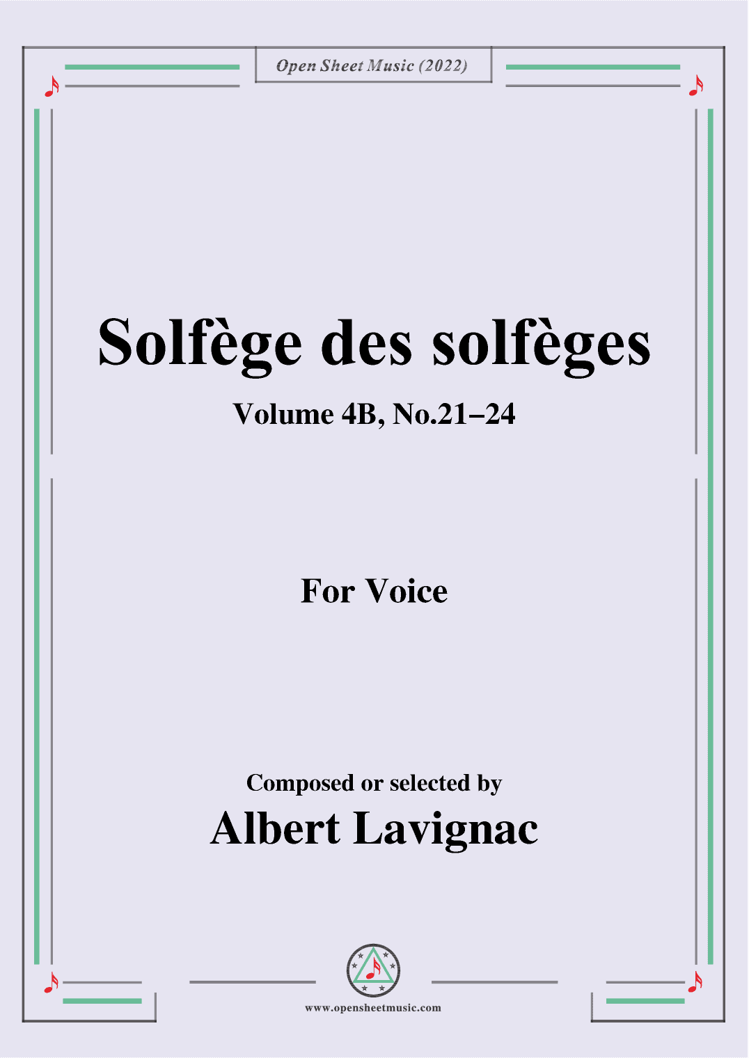 Lavignac-Solfege des solfeges,Volum 4B No.21-24,for Voice (arr. OSM Press)