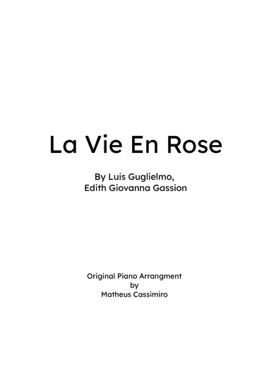 La Vie En Rose (elena Urioste And Tom Poster Version) (arr. Matheus Cassimiro)