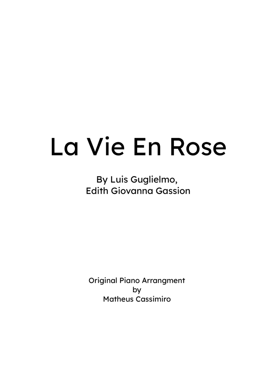 La Vie En Rose (elena Urioste And Tom Poster Version) (arr. Matheus Cassimiro)