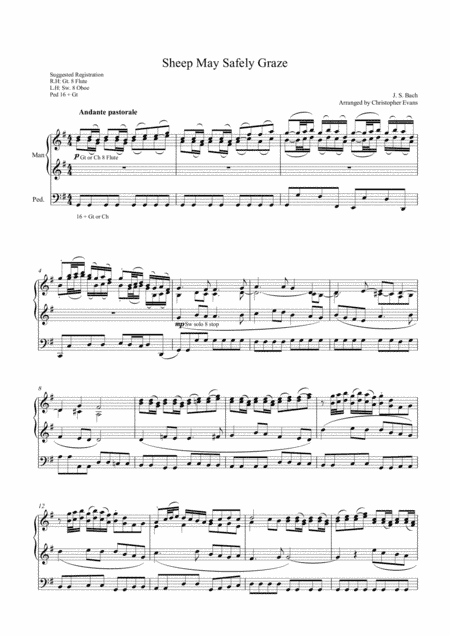 Sheep May Safely Graze arranged for Organ Solo (arr. Christopher Evans)
