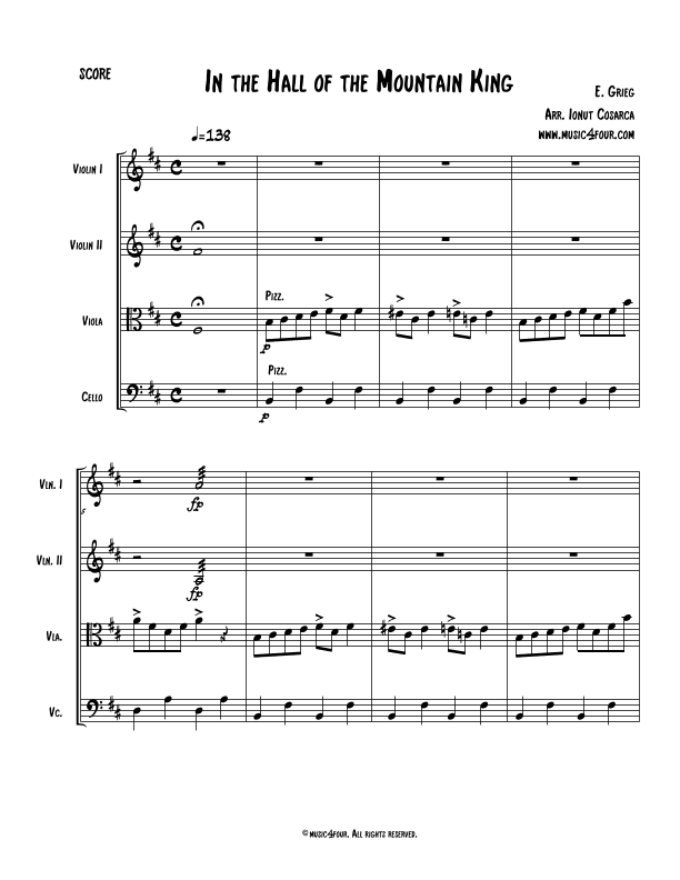 In the Hall of the Mountain King for Peer Gynt (arr. Ionut Cosarca)