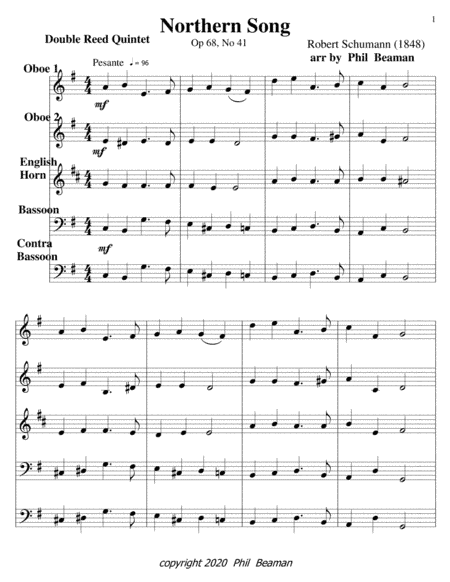 Northern Song-Schumann-double reed quintet (arr. Phil Beaman)