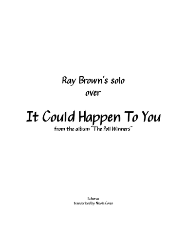It Could Happen To You (arr. Nicola Corso)