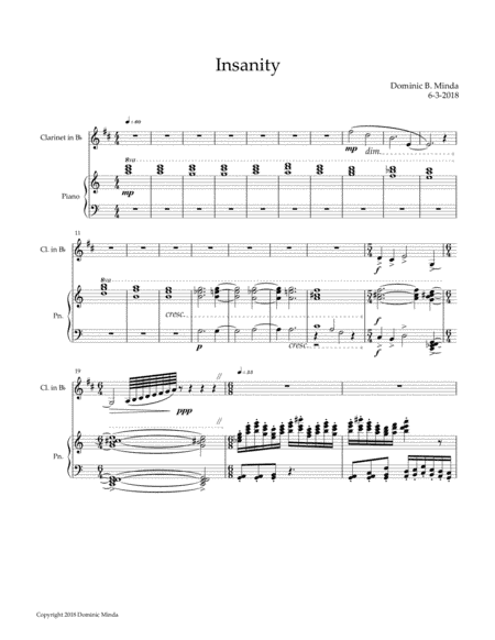 Insanity- A duet for Clarinet and Piano