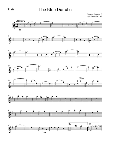 The Blue Danube for flute (easy) (arr. Daniel C. M.)