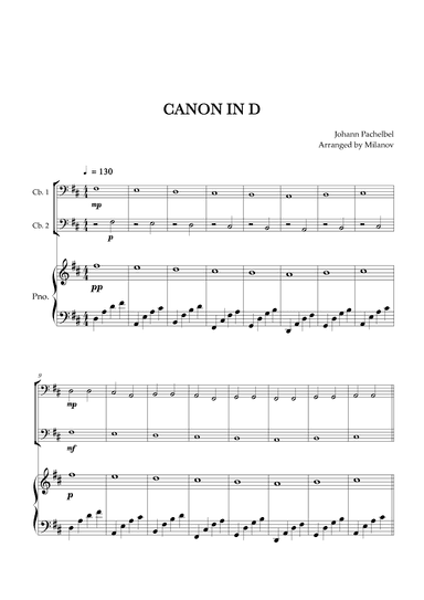 Canon in D | Pachelbel | String Bass Duet | Piano accompaniment (arr. Milanov)