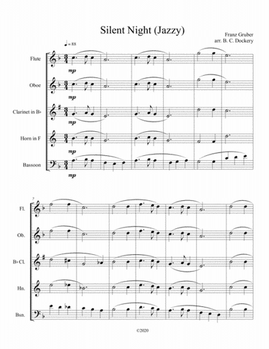 Silent Night (Jazzy) for Wind Quintet (arr. B. C. Dockery)