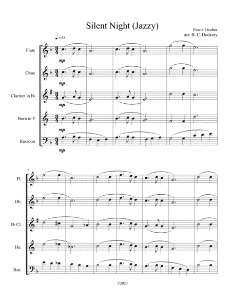 Silent Night (Jazzy) for Wind Quintet (arr. B. C. Dockery)