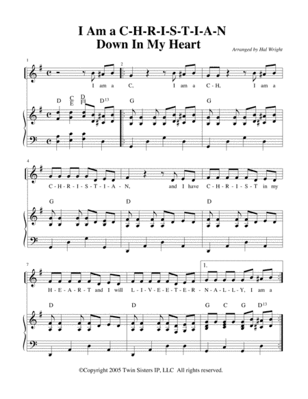 I Am A C-H-R-I-S-T-I-A-N, Down In My Heart (arr. Hal Wright)