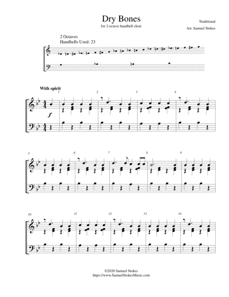 Dry Bones (Dem Bones/Them Bones) - for 2-octave handbell choir (arr. Samuel Stokes)