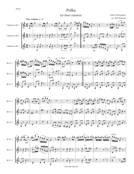 Polka for clarinet trio (arr. Bill Malcolm)