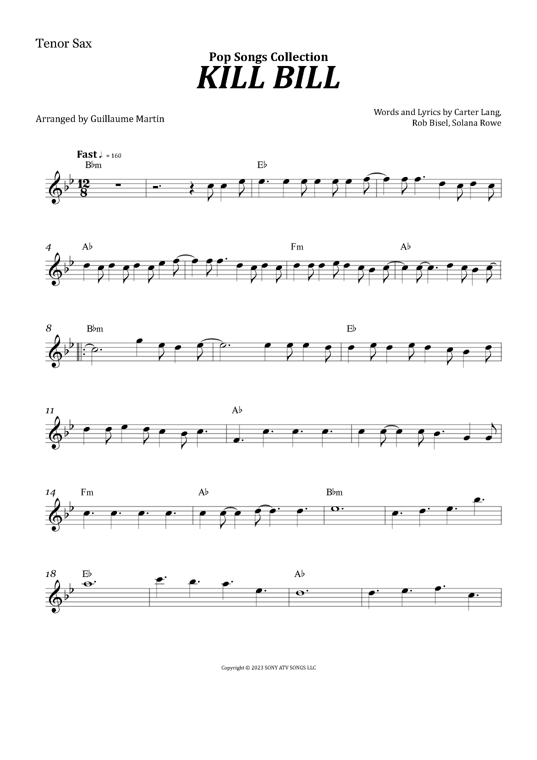 Kill Bill (arr. Guillaume Martin)