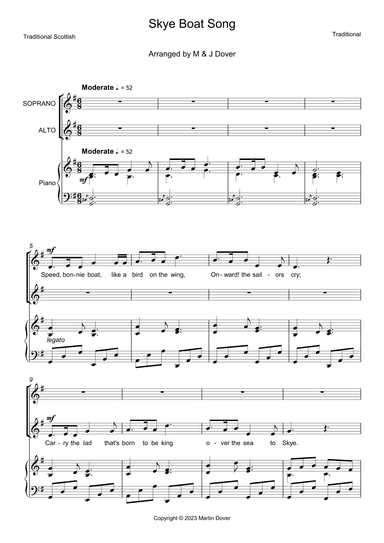 Skye Boat Song (Speed Bonnie Boat) - 2 Part Choir - SA - Upper Voices (arr. M & J Dover)