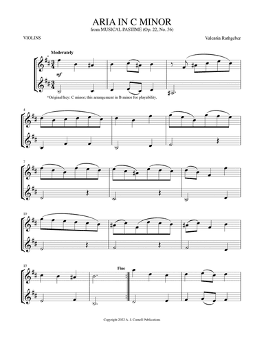 Aria in C Minor (from Musical Pastime) (arr. Mark Phillips)