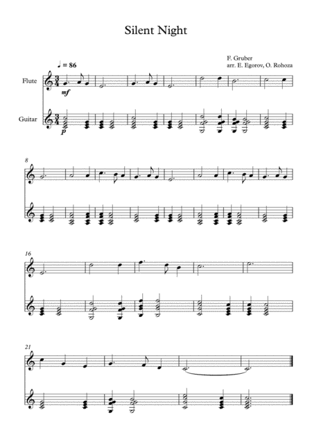 Silent Night, Franz Xaver Gruber, For Flute & Guitar