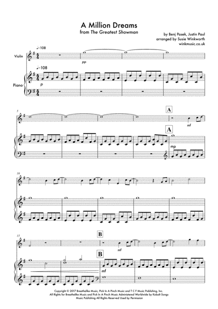 A Million Dreams (arr. Susie Winkworth winkmusic.co.uk)