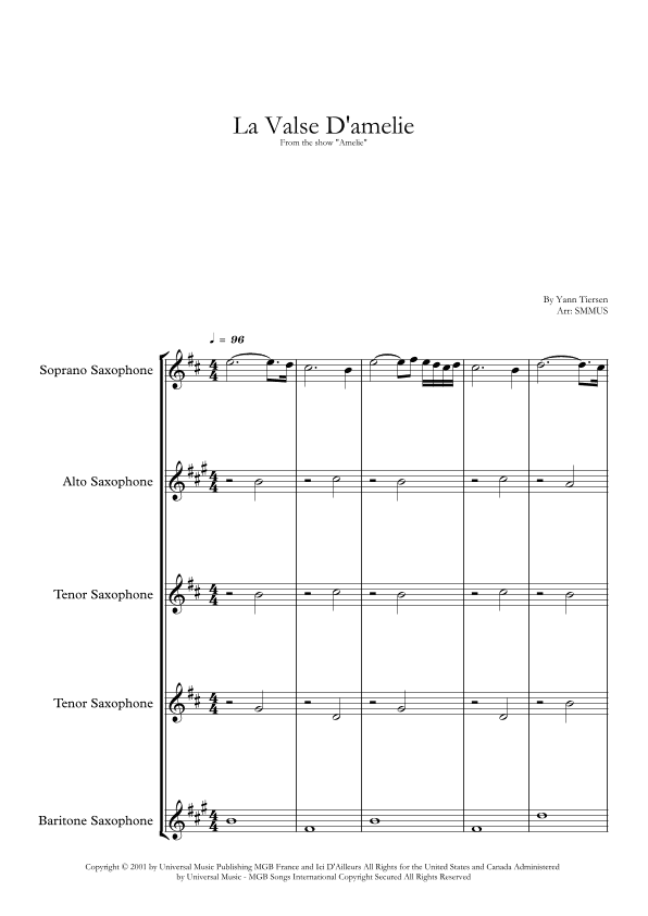 La Valse D'amelie (arr. SMMUS)