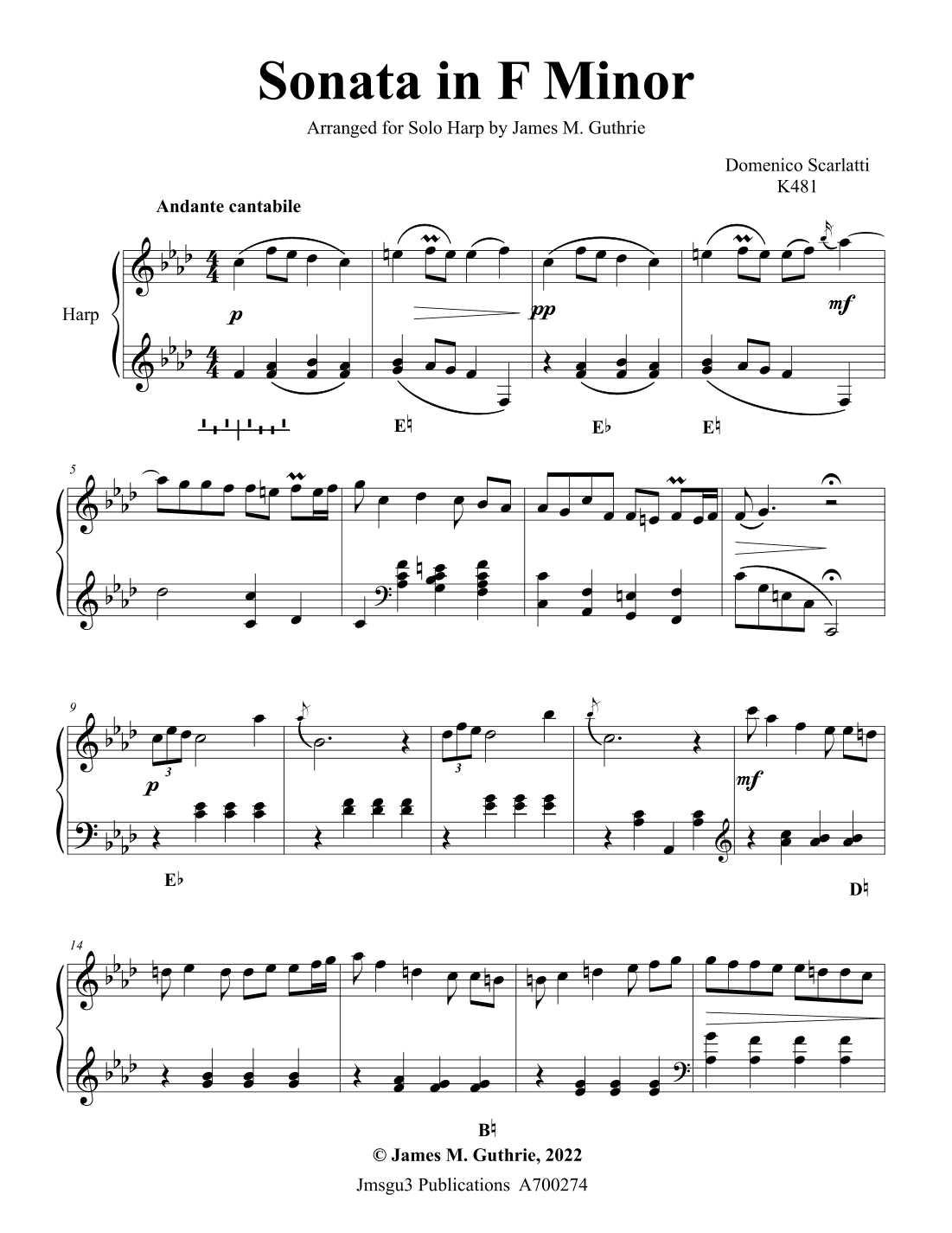 Scarlatti: Sonata K481 for Solo Harp (arr. James M. Guthrie)