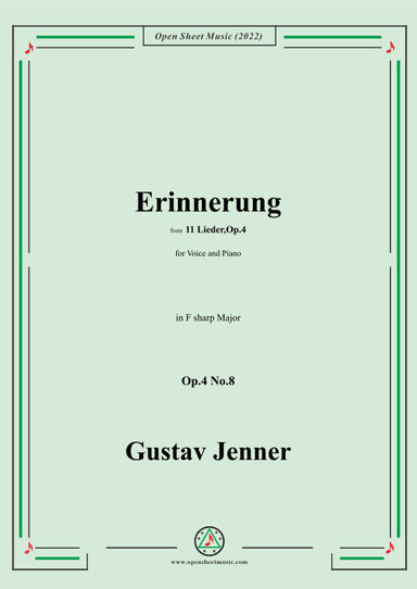 Jenner-Erinnerung,in F sharp Major,Op.4 No.8 (arr. OSM Press)