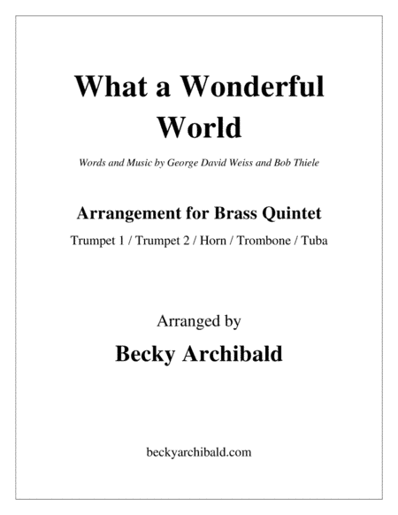 What A Wonderful World (arr. Becky Archibald)