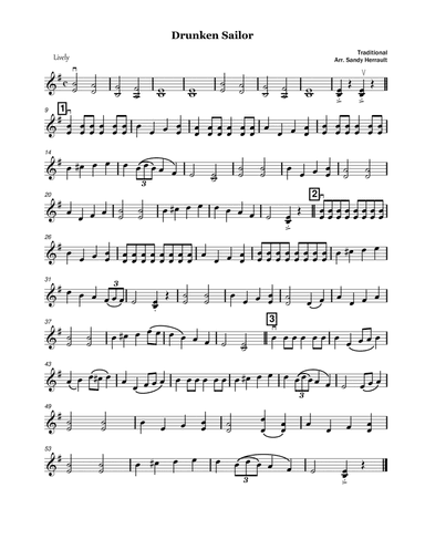 Drunken Sailor, For Solo Violin/Fiddle (arr. Sandy Herrault)