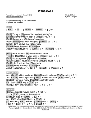 Wonderwall (arr. Jammin' Charts)