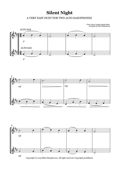 A VERY EASY ALTO SAXOPHONE DUET - SILENT NIGHT (arr. Ellen Macpherson)