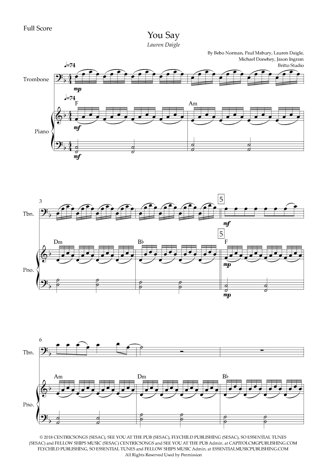 You Say (arr. Fabio Britto)