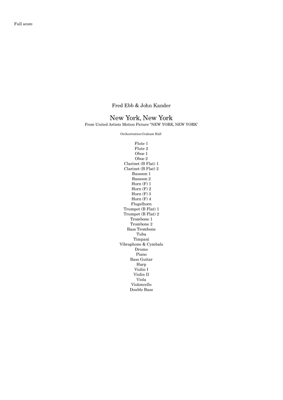 Theme From "new York, New York" (arr. Graham Hall (ghmusicprep.com))