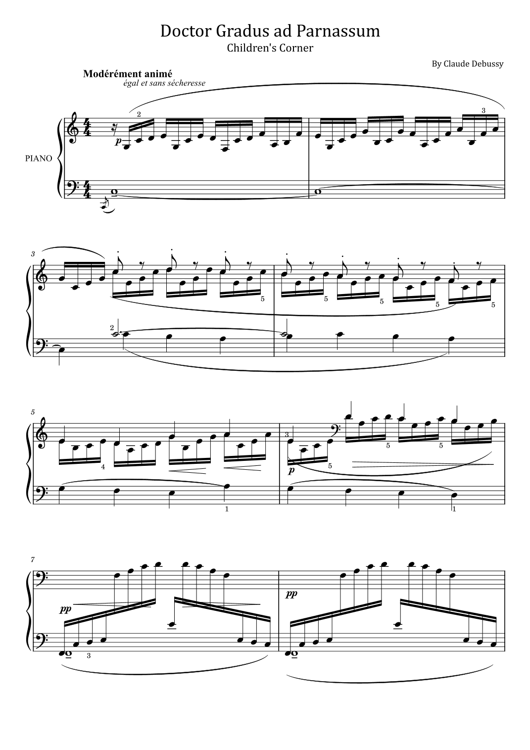 Debussy Children's Corner - Doctor Gradus ad Parnassum - Original With Fingered (arr. poon)
