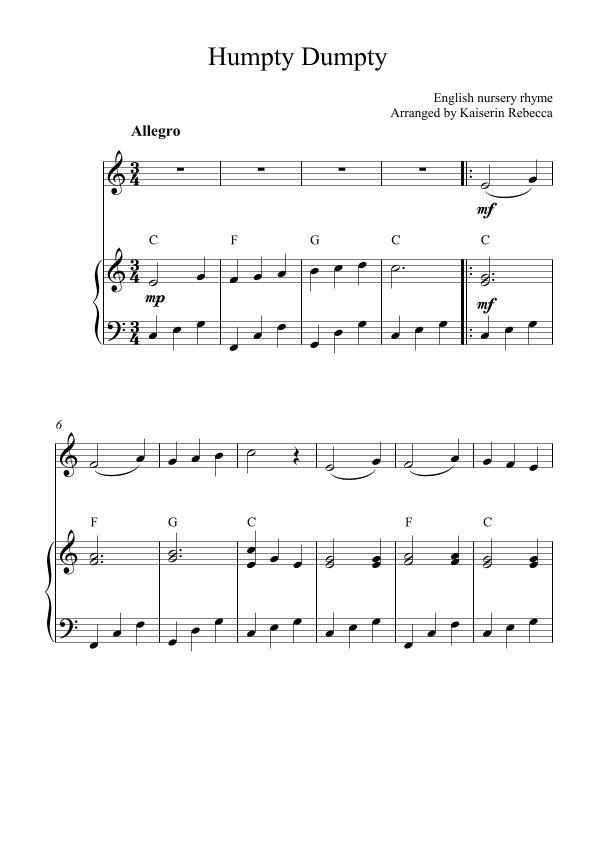Humpty Dumpty (arr. Kaiserin Rebecca)