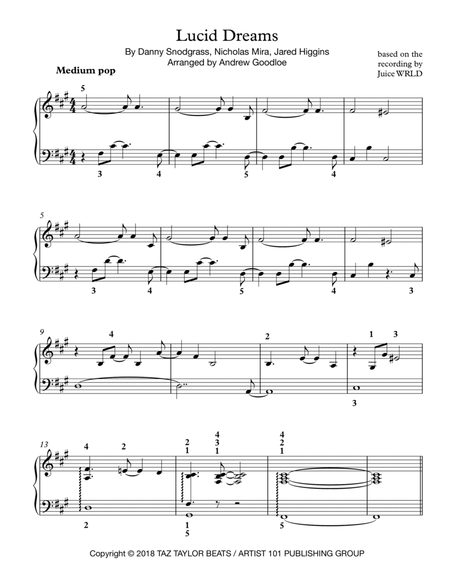 Lucid Dreams (arr. Andrew Goodloe)