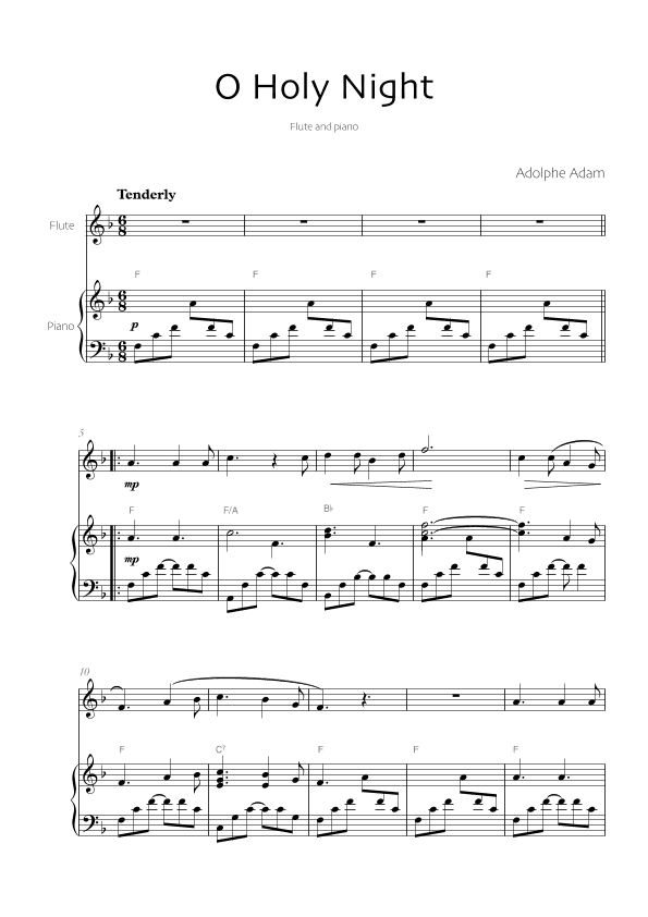 O Holy Night - flute and piano (arr. Robin Hood Editions)