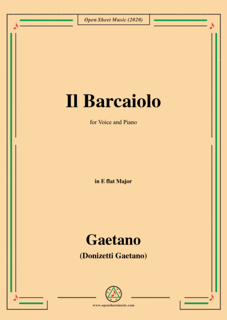 Donizetti-Il Barcaiolo,in E flat Major,for Voice and Piano (arr. MSM)