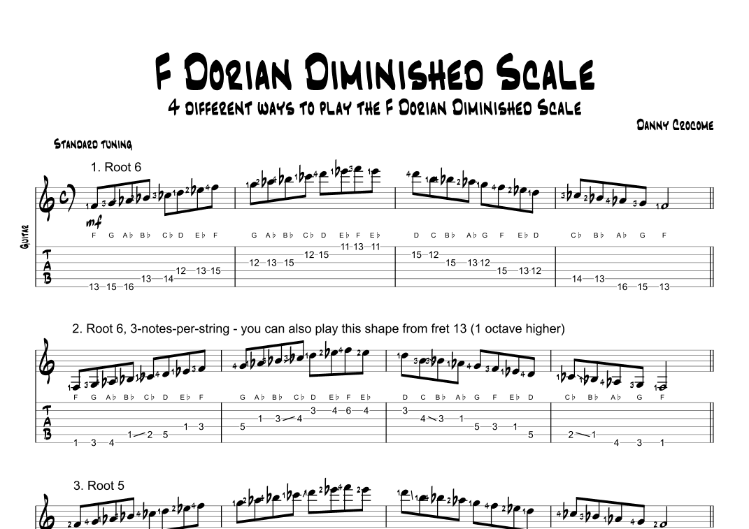 F Dorian Diminished Scale (4 Ways to Play)