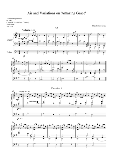 Air and Variations on 'Amazing Grace' for Organ
