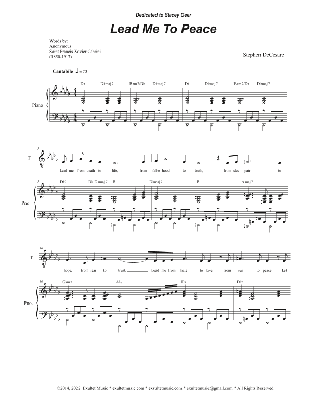 Lead Me To Peace (2-part choir - (Soprano and Tenor)