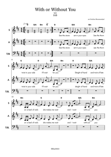 With Or Without You (arr. Eveline Bloemendaal)