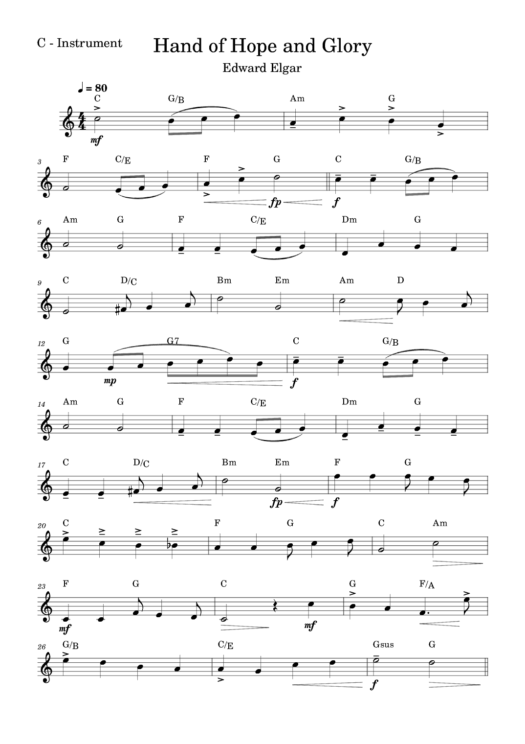 Hand of Hope and Glory (Elgar) (arr. Fabio Eduardo de Oliveira)
