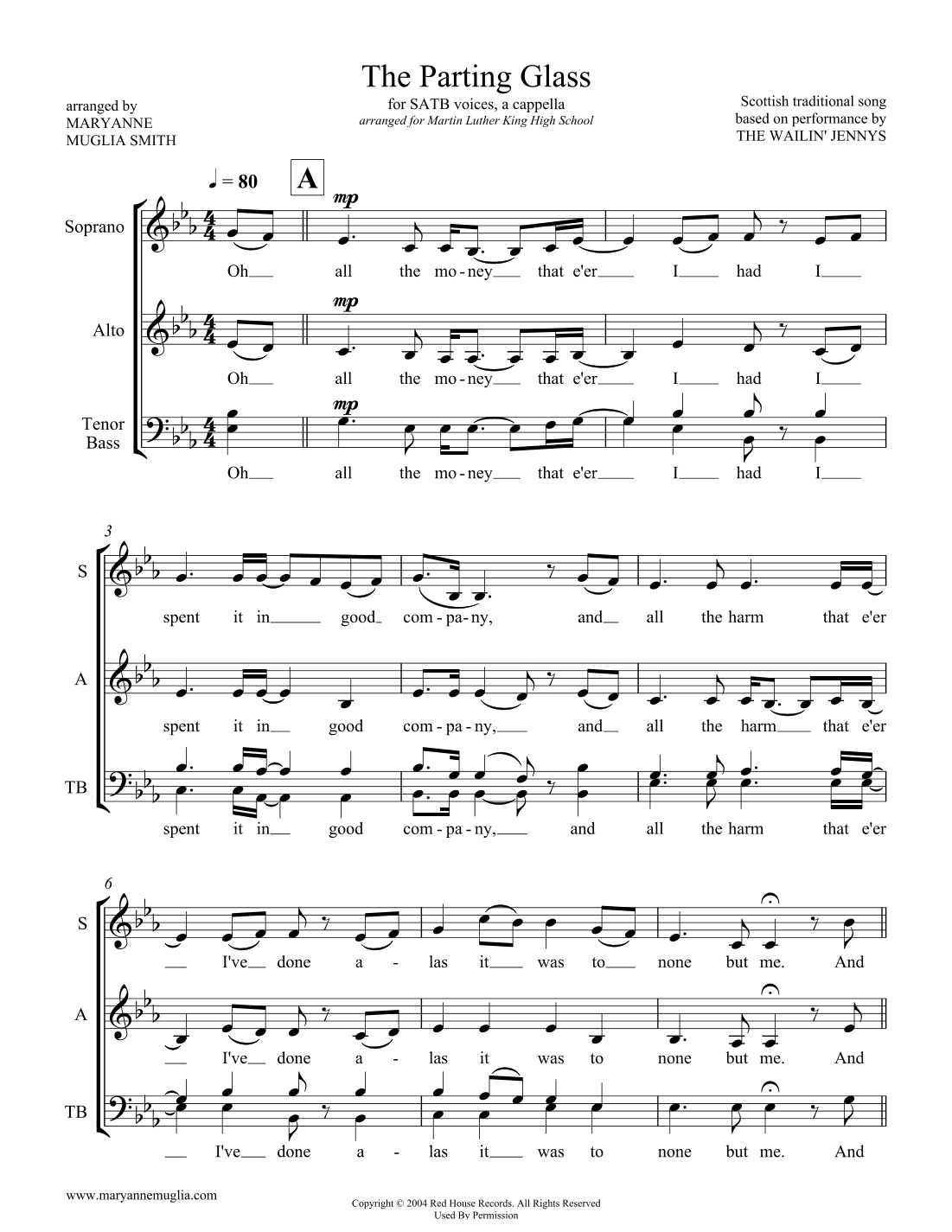 The Parting Glass (arr. MaryAnne Muglia Smith)