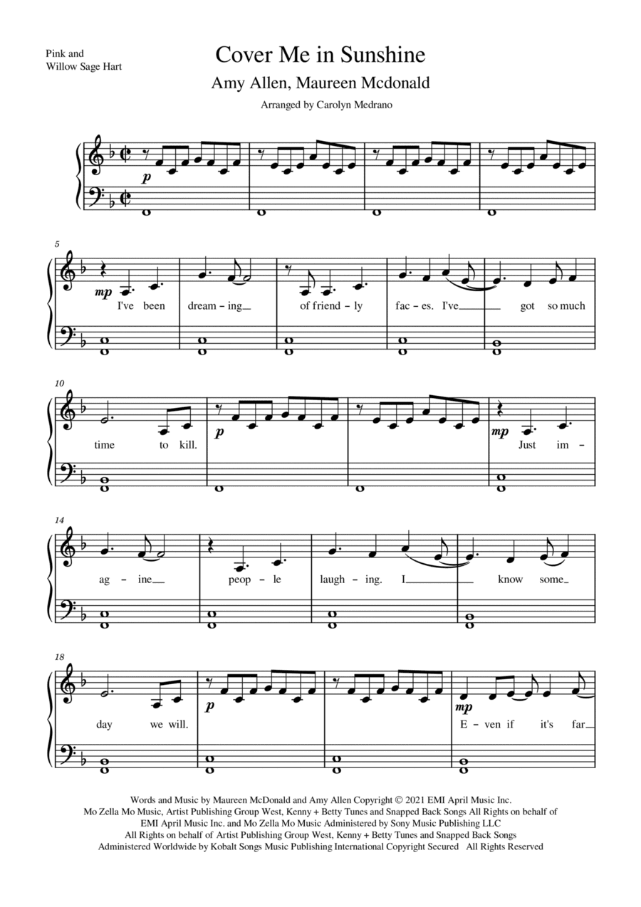 Cover Me In Sunshine (arr. Carolyn Medrano)