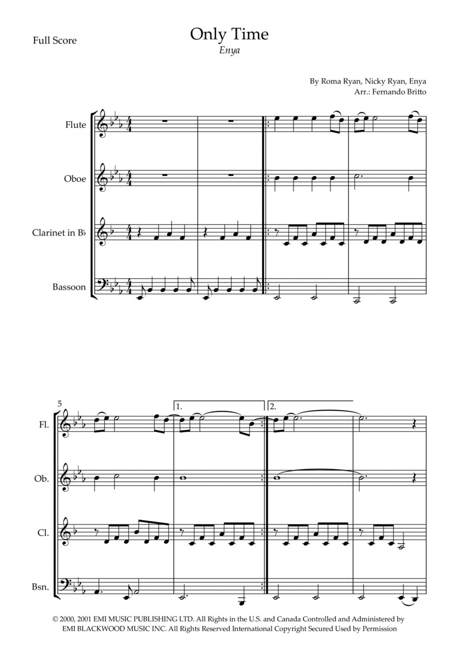 Only Time (arr. Fernando Britto)