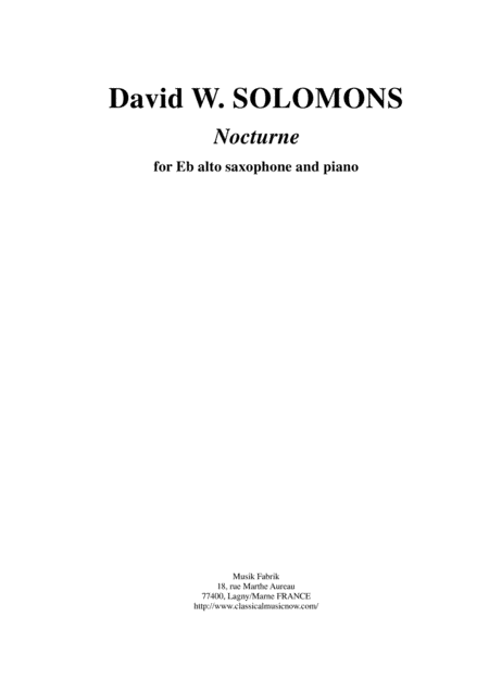 David Warin Solomons:  Nocturne for Eb alto saxophone and piano