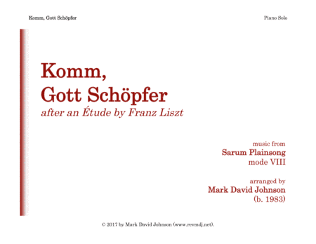 Komm, Gott Schöpfer (arr. Mark David Johnson)
