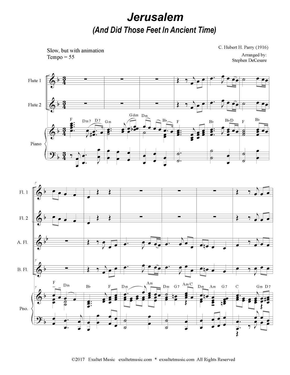 Jerusalem (Flute Choir and Piano) (arr. Exultet Music)