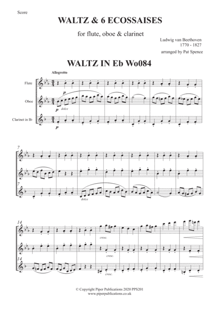 BEETHOVEN WALTZ & 6 ECOSSAISES FOR FLUTE, OBOE & CLARINET (arr. Pat Spence)